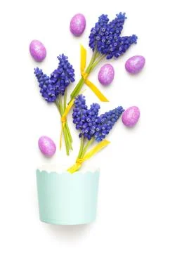 Easter Composition on White Background Stock Photos