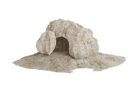Easter Concept. Empty Tomb of Jesus Christ with Rolled Away Stone Near the .. Stock Illustration