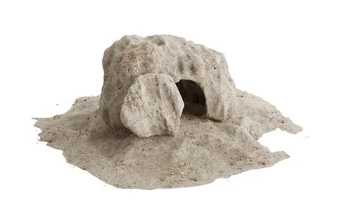 Easter Concept. Empty Tomb of Jesus Christ with Rolled Away Stone Near the .. Stock-Illustration