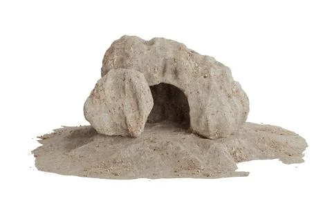Easter Concept. Empty Tomb of Jesus Christ with Rolled Away Stone Near the .. Illustrazione stock