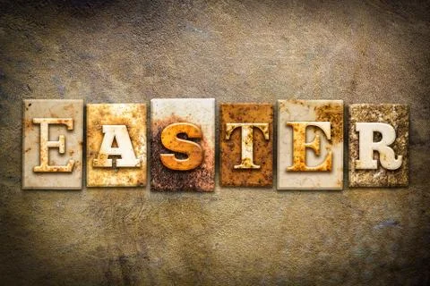 Easter Concept Letterpress Leather Theme Stock Photos
