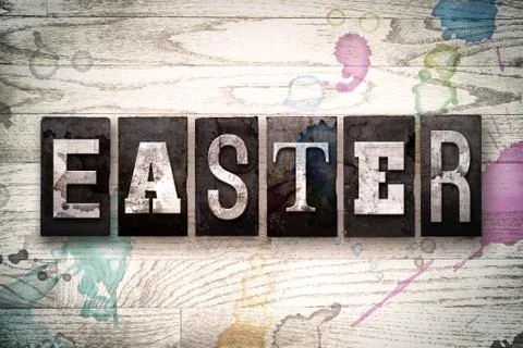 Easter Concept Metal Letterpress Type Stock Illustration