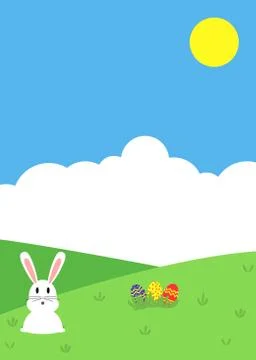 Easter concept nature background with bunny and colorful eggs Illustrazione stock