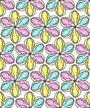 Easter concept seamless pattern. Cute colorful decorative eggs, flower in shape Stock Illustration