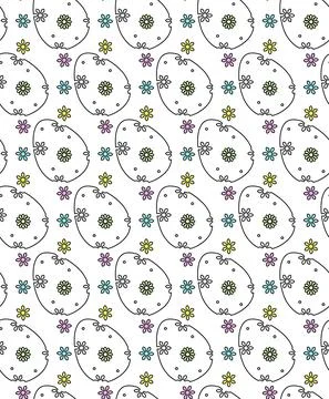 Easter concept seamless pattern. Outline decorative egg design, small colorful Illustrazione stock