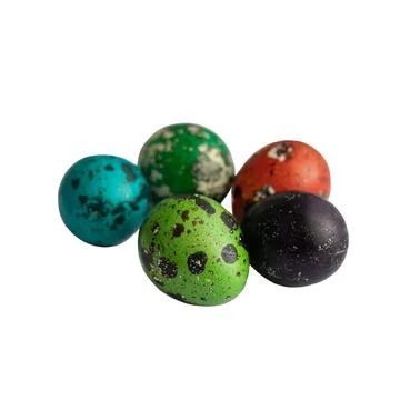 Easter concept. several quail dyed easter eggs Stock Photos