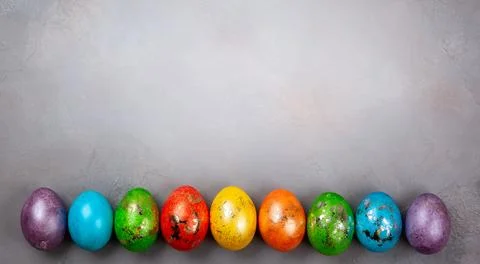 Easter concept wit colorful Easter eggs. Stock Photos