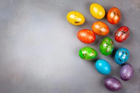Easter concept wit colorful Easter eggs. Stock Photos