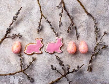 Easter cookie in shape of bunny and sheep Stock Photos