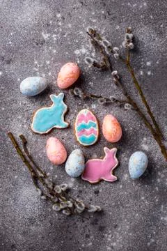 Easter cookie in shape of bunny and sheep Stock Photos