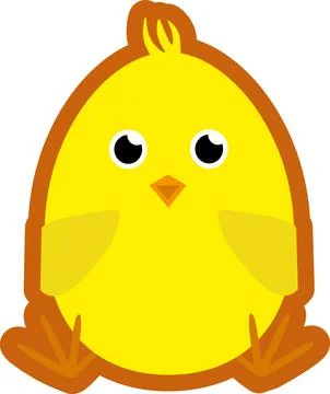 Easter cookie with yellow chick in cartoon style. Easter sugar cookie templat Stock Illustration