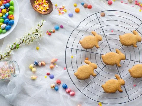 Easter cookies decorating Stock Photos
