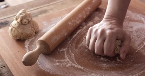 Easter cookies making, kneading dough, close-up, steadicam Stock Footage 104307708