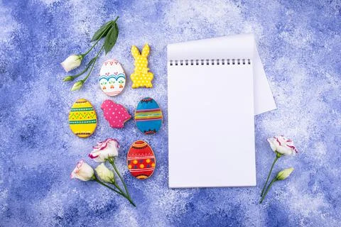 Easter cookies in shape of eggs and bunny Stock Photos