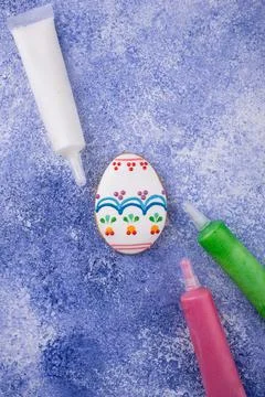 Easter cookies in shape of eggs a Stock Photos