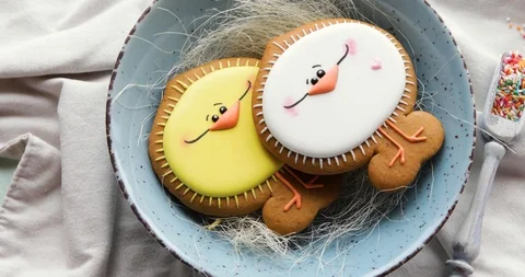  Easter cookies. Top view, rotation Stock Footage 123771223