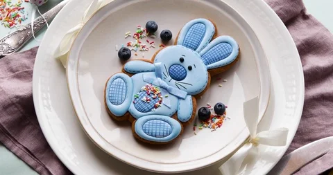  Easter cookies. Top view, rotation Stock Footage 123831050
