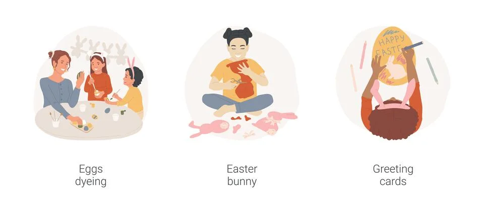 Easter crafts isolated cartoon vector illustration set. Stock Illustration