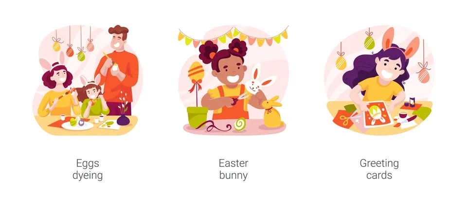Easter crafts isolated cartoon vector illustration set Stock Illustration