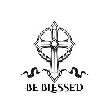 Easter cross be blessed vector religion quote icon Stock Illustration