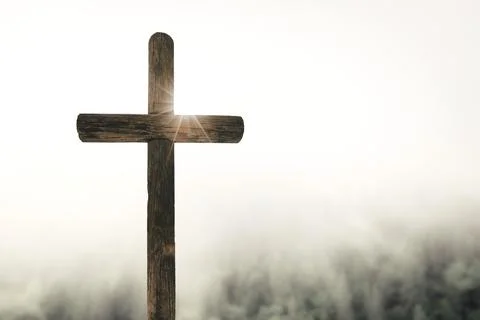 Easter cross on the dawn background Stock Photos