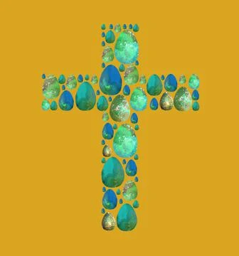 Easter cross of eggs on gold Stock Illustration