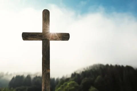 A Easter cross on the nature background Stock Photos
