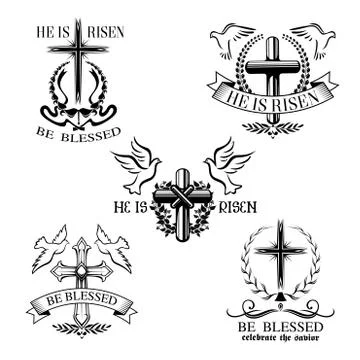 Easter cross vector symbols for paschal greeting 스톡 일러스트