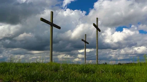 Easter Crosses and Timelapse Clouds Inspirational HD Stock Footage 35113815