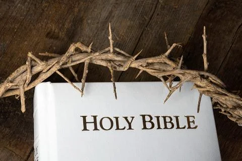 Easter crown of thorns on Bible Stock Photos