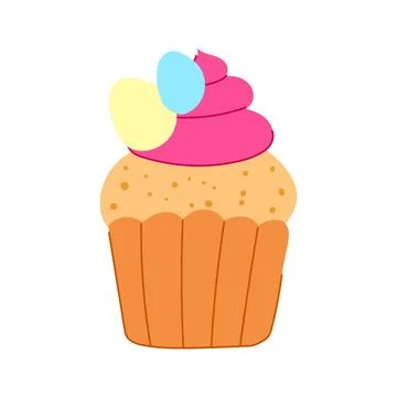 Easter cupcake celebrating spring holiday with colorful eggs Stock Illustration