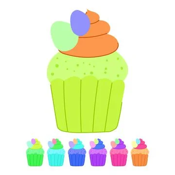 Easter cupcake celebrating spring holiday with colorful eggs graphic Stock Illustration