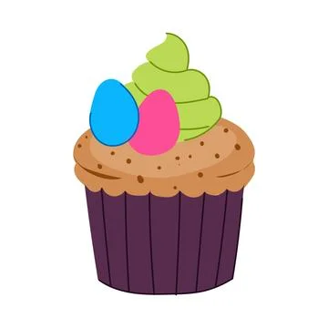 Easter cupcake decorating spring holiday dessert celebrating Stock Illustration