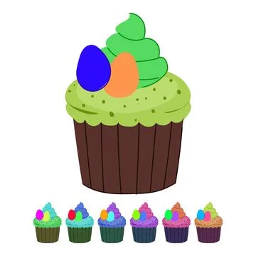 Easter cupcake decorating spring holiday dessert celebrating graphic Stock Illustration