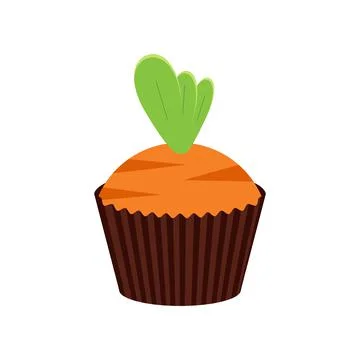 Easter cupcakes in carrot shape isolated on white background. Stock Illustration