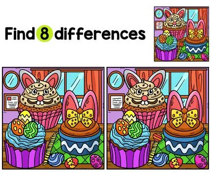 Easter Cupcakes Find The Differences Stock Illustration