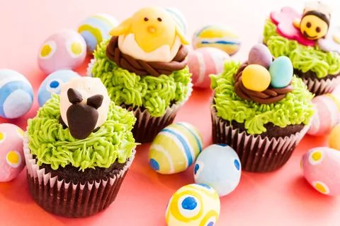 Easter cupcakes Stock Photos