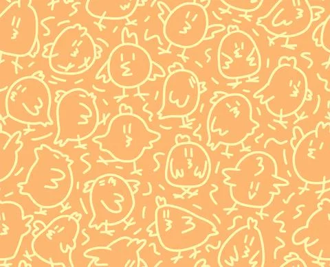 Easter Cute doodle pattern with yellow chickens Illustrazione stock