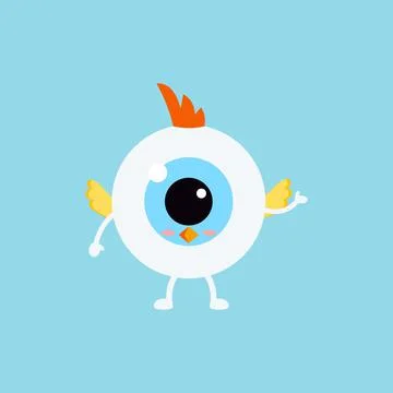 Easter cute eye ball in chicken costume icon. Stock Illustration