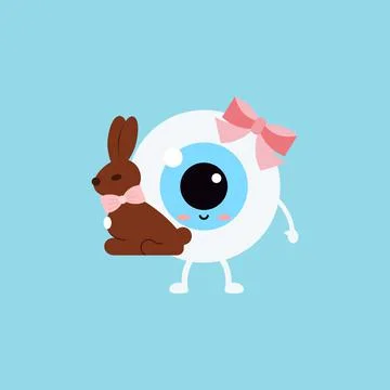 Easter cute eye ball with chocolate bunny rabbit. Stock Illustration