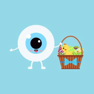Easter cute eye ball in egg costume icon. Stock Illustration