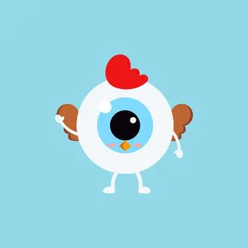 Easter cute eye ball hen costume icon. Stock Illustration