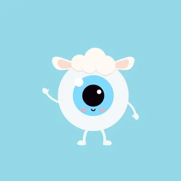 Easter cute eye ball in sheep costume icon. Stock Illustration