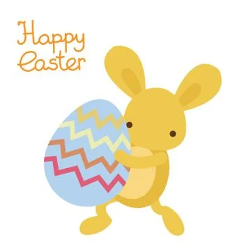 Easter cute kawaii rabbit with Easter egg. Stock Illustration