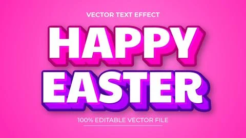 Easter day 3d editable text effect template Stock Illustration