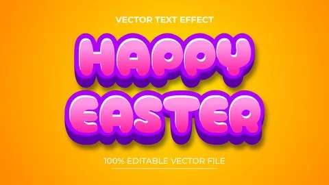 Easter day 3d editable text effect template Stock Illustration
