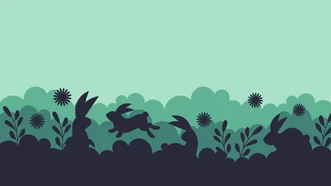 Easter Day animation with cute bunny and flower Video stock 301074296