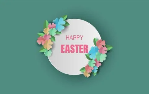 Easter day background.Creative paper art and craft style.Frame circle 스톡 일러스트