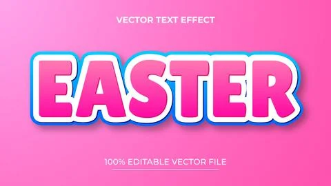 Easter Day Cartoon 3D Editable Text Effect Stock Illustration