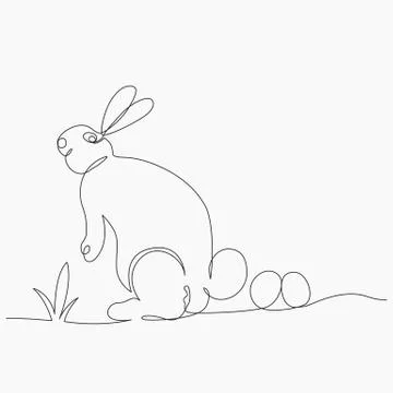 Easter day concept, Continuous one line drawing rabbit easter hare. vector il Stockillustratie